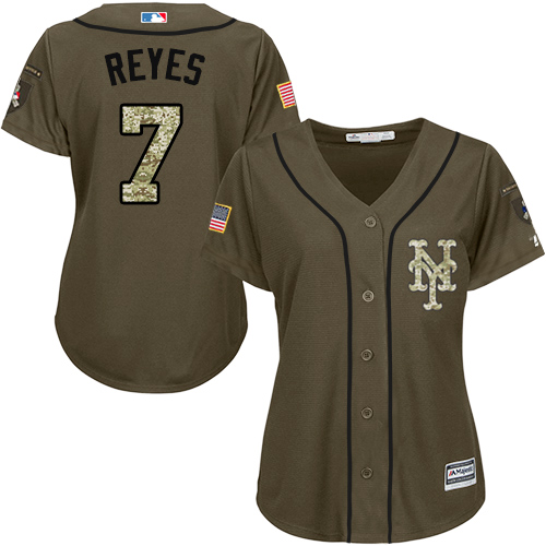 Mets #7 Jose Reyes Green Salute to Service Women's Stitched MLB Jersey - Click Image to Close